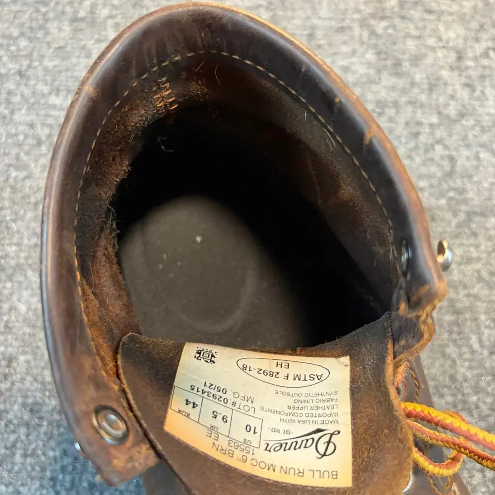 Danner Brown Leather Hiking Work Boots Vibram Sole Men's 10 Flaw / Missing Hook